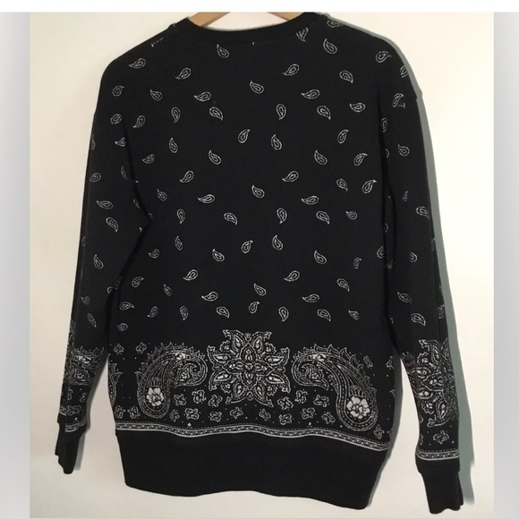 ZARA Women’s Crewneck Sweatshirt Black Bandanna Paisley Print Size Small - Picture 2 of 12